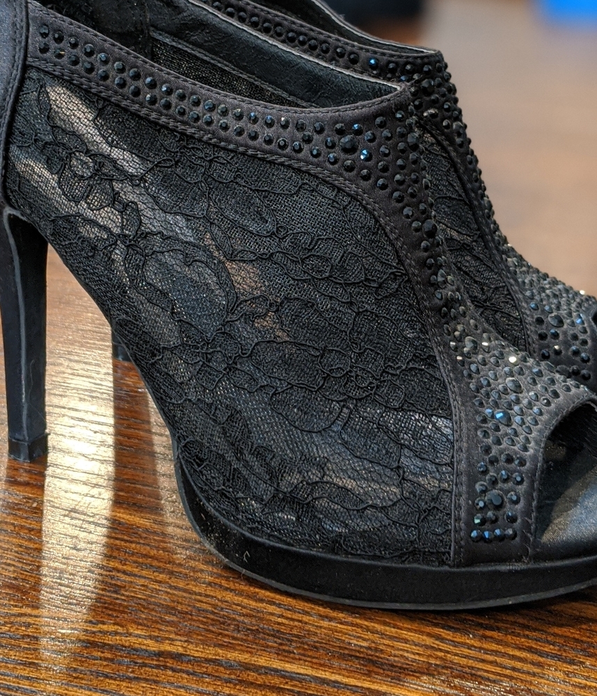 Black lace heels